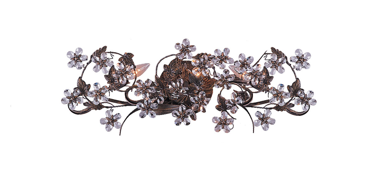 Crystorama Abbie 3 Light Bathroom Vanity Wall Mount Neenas Dark Rust Finish Hand Polished Crystal Wrought Iron Material Chevron Left Abbie 3 Light Bathroom Vanity