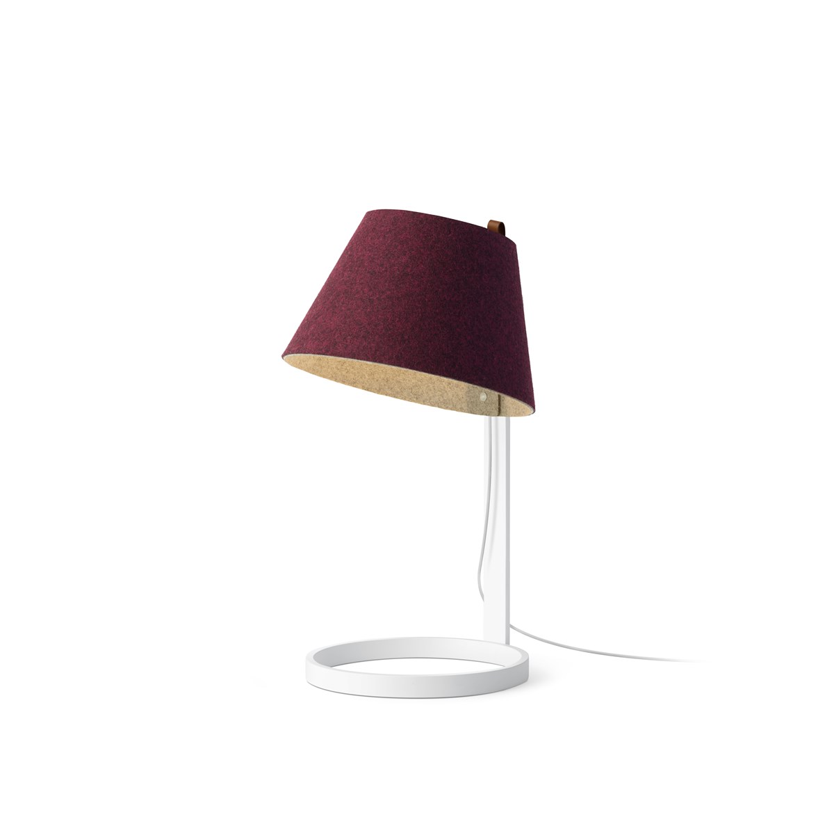 Pablo Lana Small Table Lamp Neenas Lighting White Finish Plum Shade