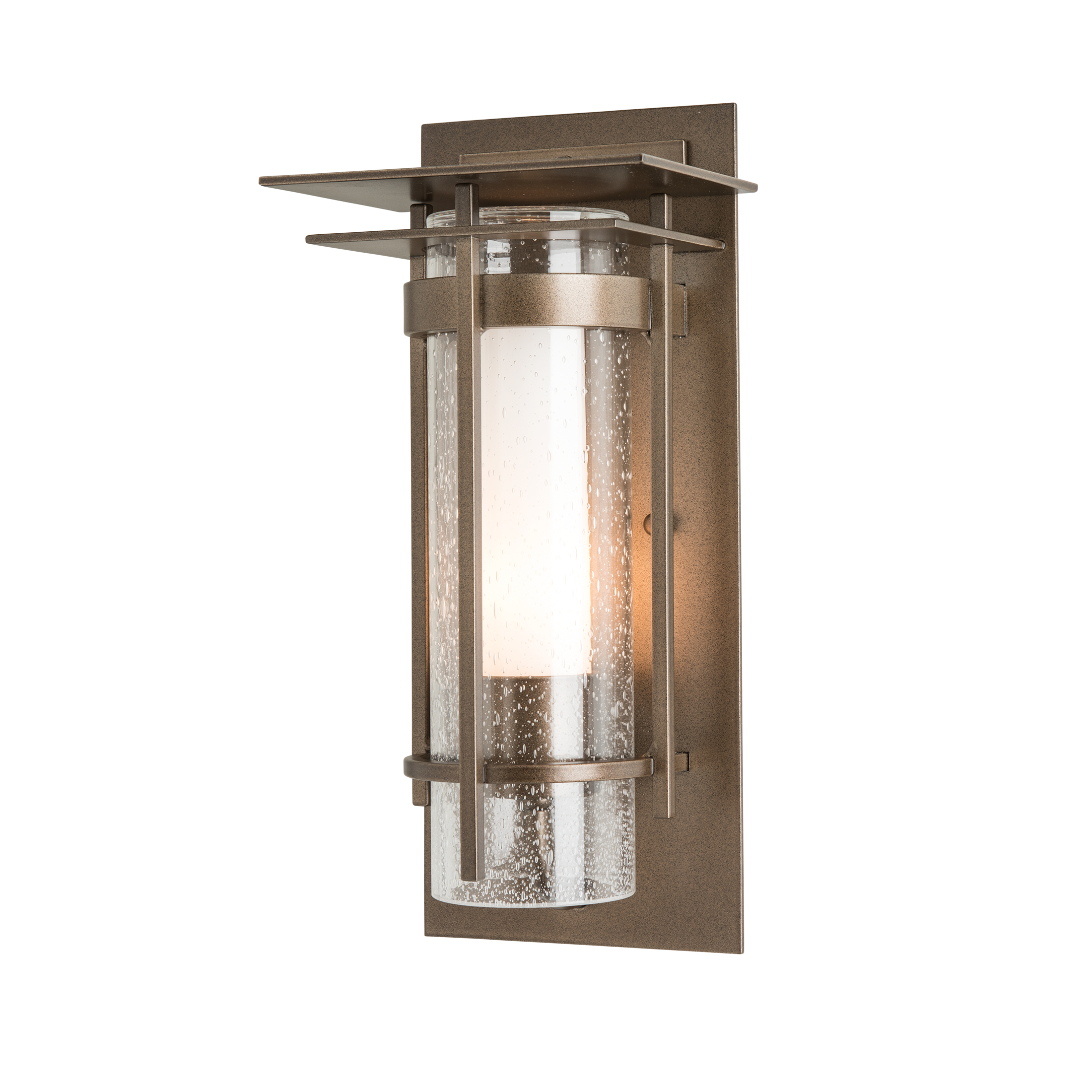 Hubbardton Forge Banded Seeded Glass Small Outdoor Sconce with Top ...