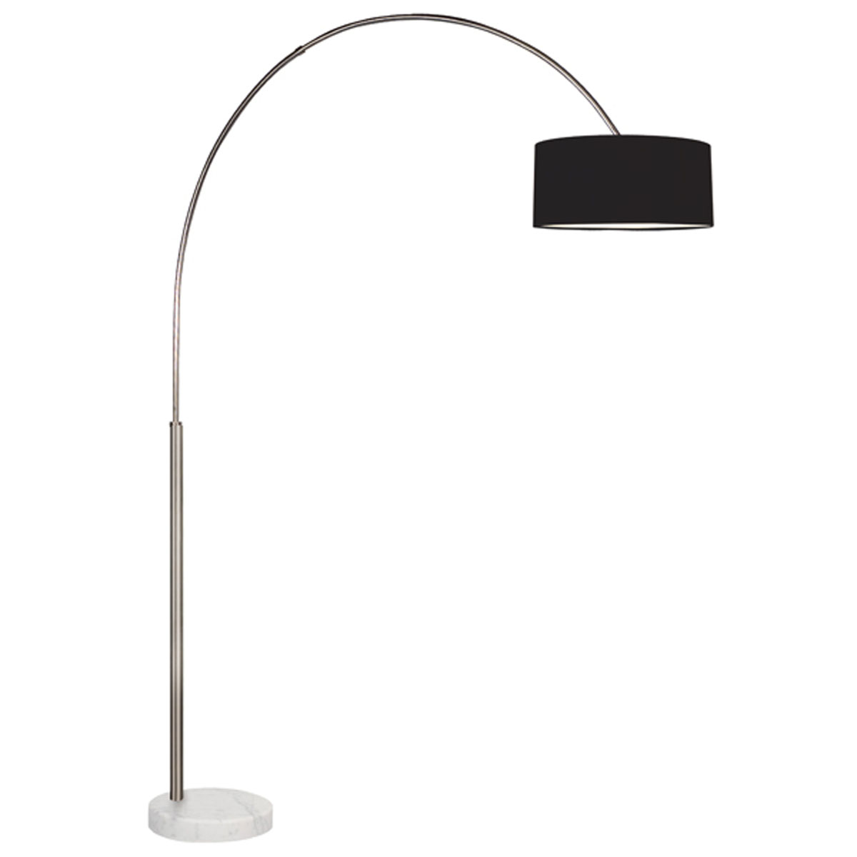 Sonneman Arc Shade Floor Lamp Neenas Lighting Satin Nickel Finish Black Color Linen Shade Arc Floor Lamp
