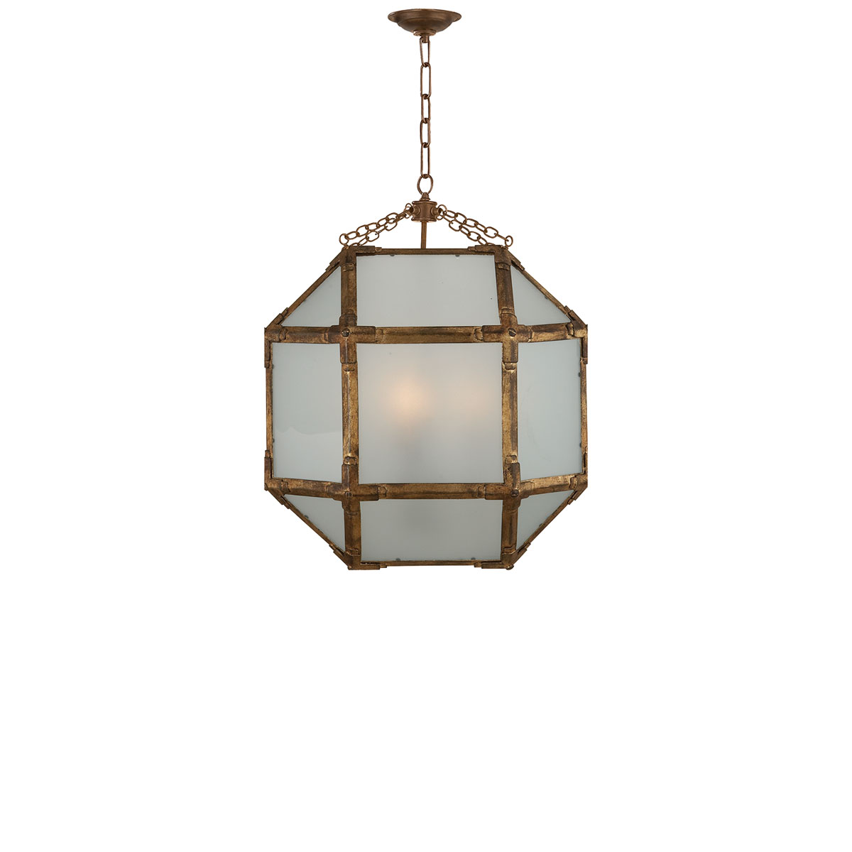 Visual Comfort Morris Medium Lantern, Gilded Iron / Clear Glass